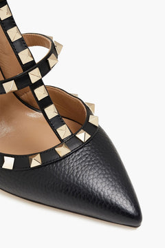 Valentino Garavani Rockstud Pebbled-Leather Pumps Black Women's