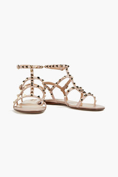 Valentino Garavani Rockstud Leather Sandals Neutral Women's