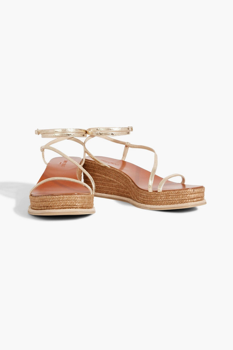 Jimmy Choo Drive 60 Metallic Cracked-Leather Wedge Sandals Gold Women's