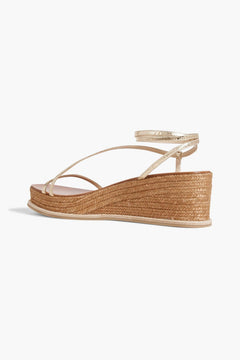 Jimmy Choo Drive 60 Metallic Cracked-Leather Wedge Sandals Gold Women's