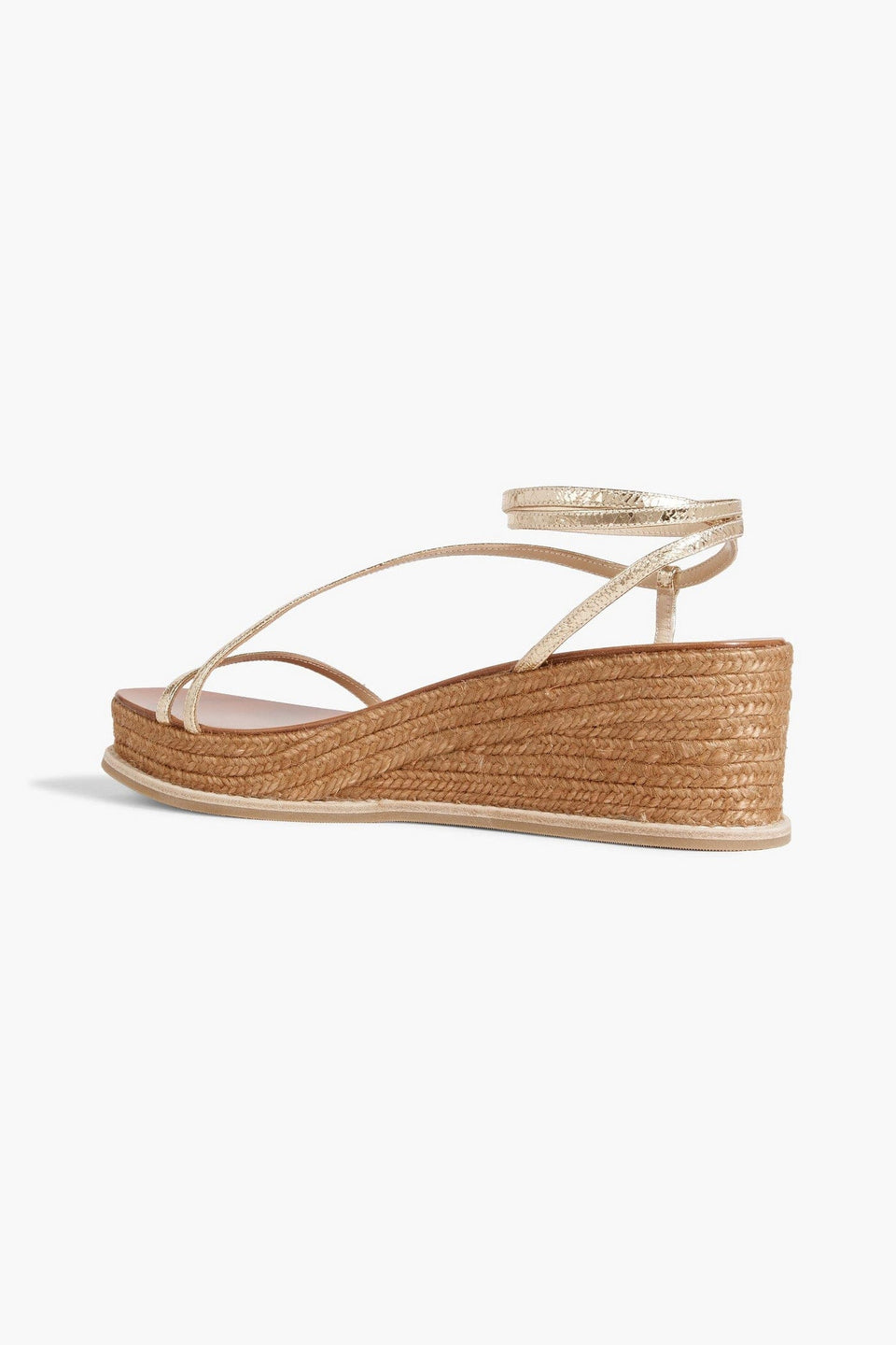 Jimmy Choo Drive 60 Metallic Cracked-Leather Wedge Sandals Gold Women's