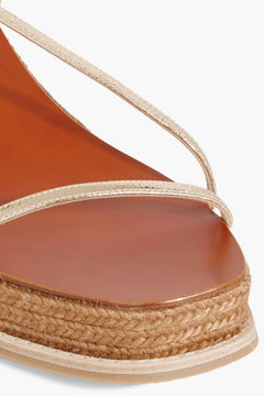 Jimmy Choo Drive 60 Metallic Cracked-Leather Wedge Sandals Gold Women's