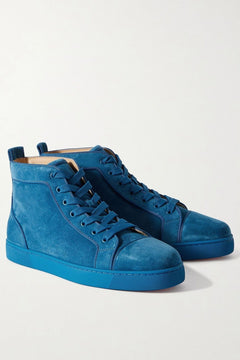 Christian Louboutin Louis Suede High-Top Sneakers Blue