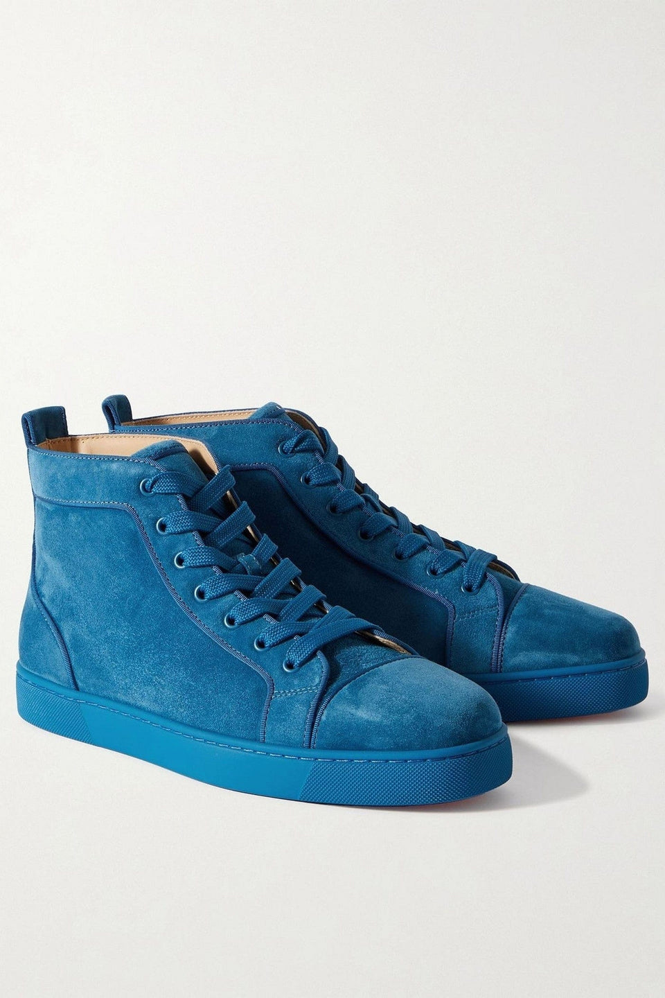 Christian Louboutin Louis Suede High-Top Sneakers Blue