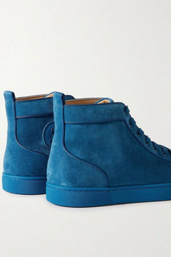 Christian Louboutin Louis Suede High-Top Sneakers Blue