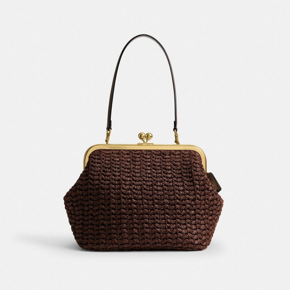 Coach Kisslock Frame Bag 27 in Brass Maple