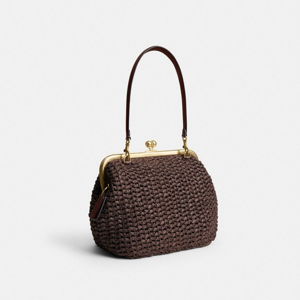 Coach Kisslock Frame Bag 27 in Brass Maple