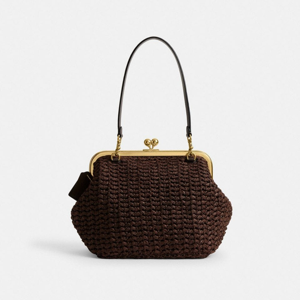 Coach Kisslock Frame Bag 27 in Brass Maple
