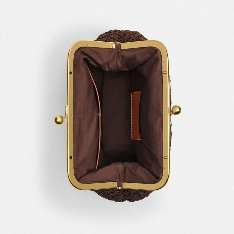 Coach Kisslock Frame Bag 27 in Brass Maple