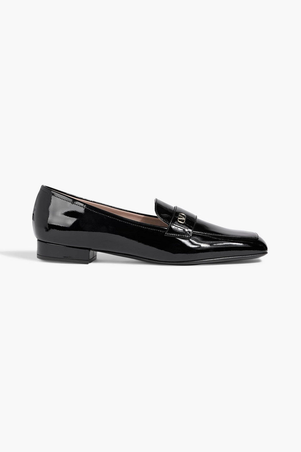 Valentino Garavani Vlogo Patent-Leather Loafers Black Women's