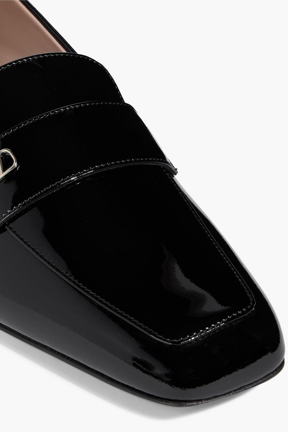 Valentino Garavani Vlogo Patent-Leather Loafers Black Women's