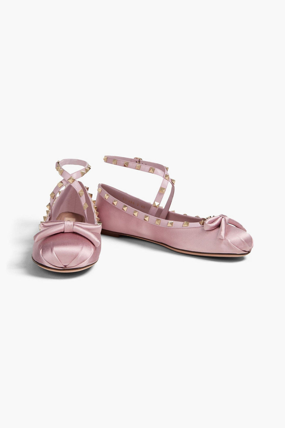 Valentino Garavani Rockstud Leather-Trimmed Satin Ballet Flats Lilac Women's