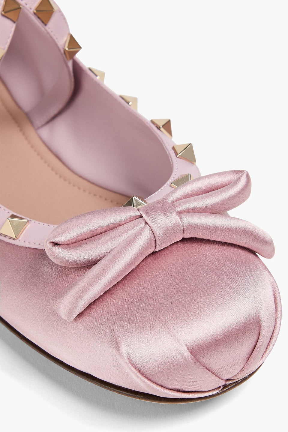 Valentino Garavani Rockstud Leather-Trimmed Satin Ballet Flats Lilac Women's