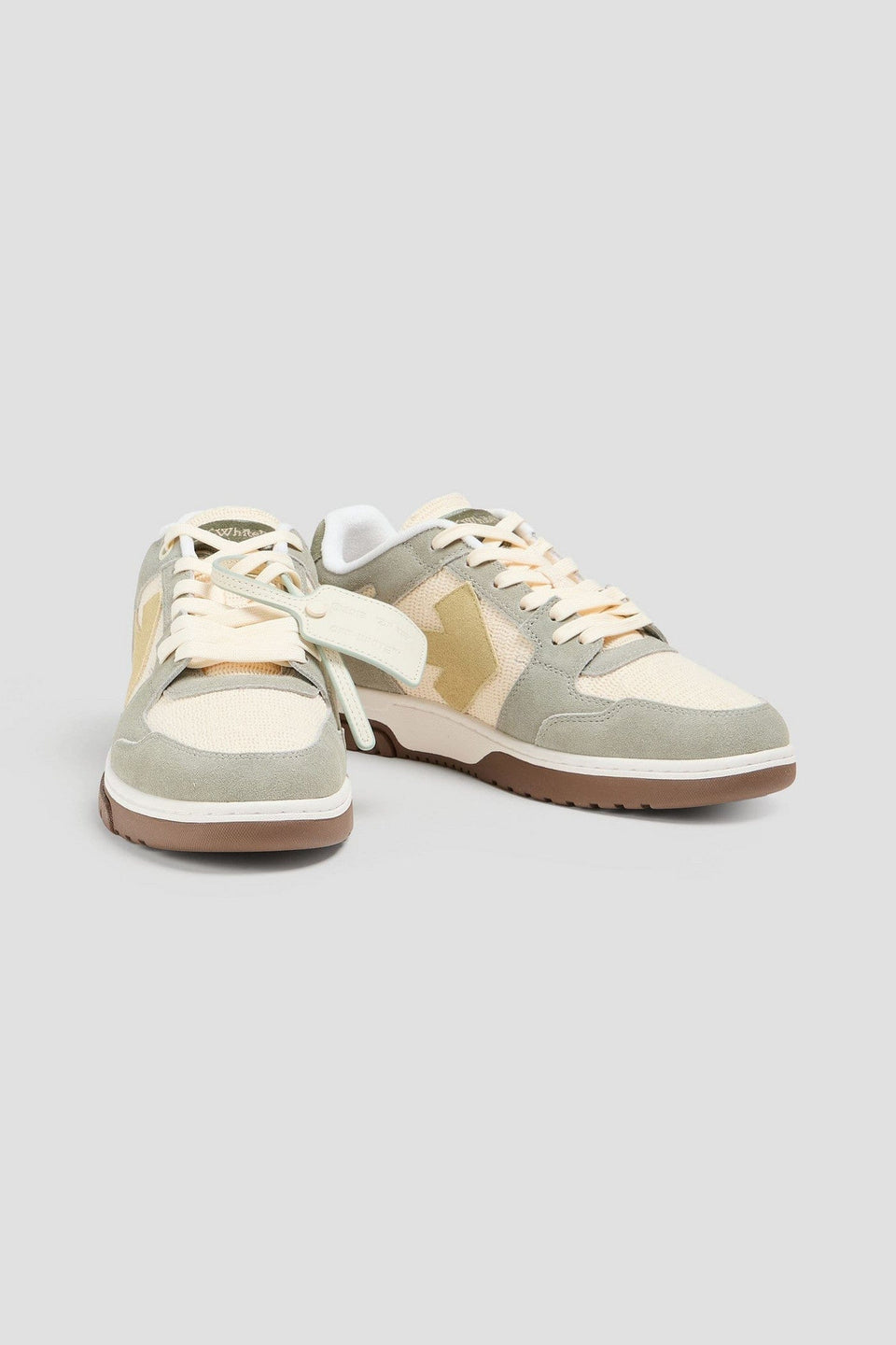 Off-White Out Of Office Mesh And Suede Sneakers Cream