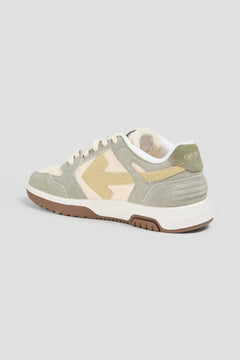 Off-White Out Of Office Mesh And Suede Sneakers Cream