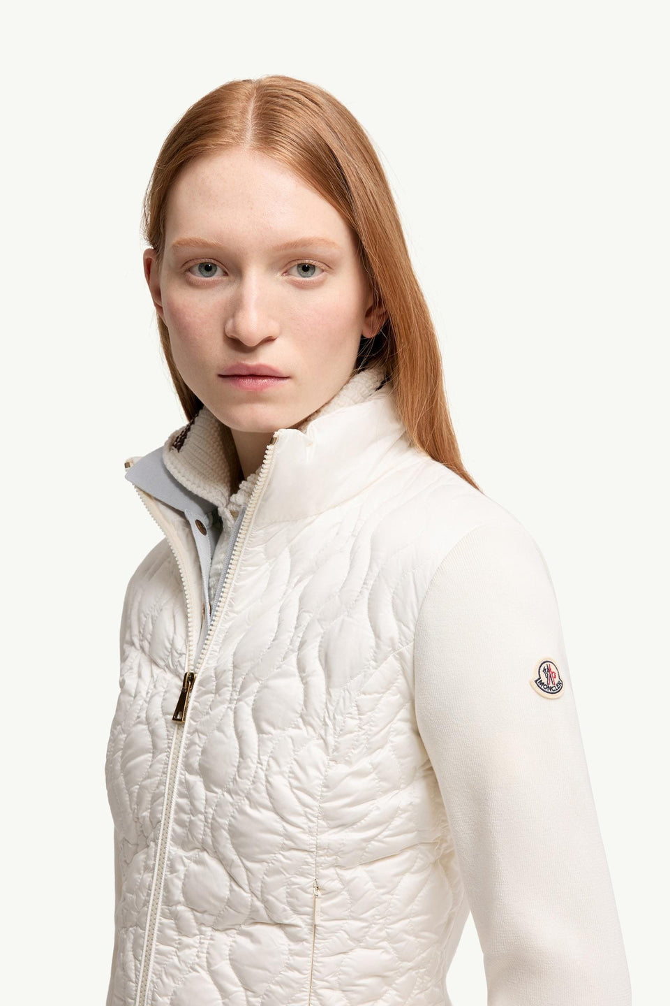 Moncler Cotton Padded Zip-Up Cardigan White White