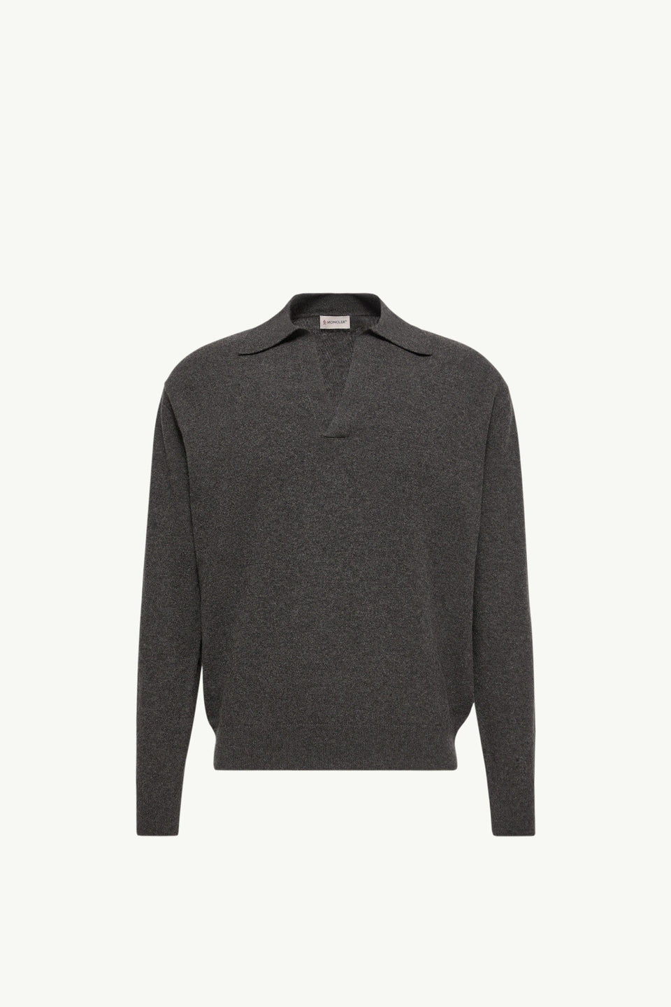 Moncler Wool & Cashmere Long Sleeve Polo Shirt Black Black