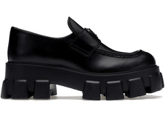 Prada Monolith 55Mm Loafer Black Brushed Leather