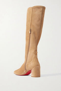 Christian Louboutin Jane Botta 55 Suede Knee Boots Beige Women's