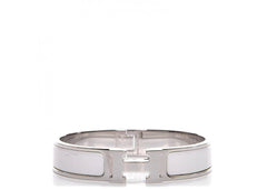 Hermes Bracelet Narrow Clic Clac H Enamel Pm White