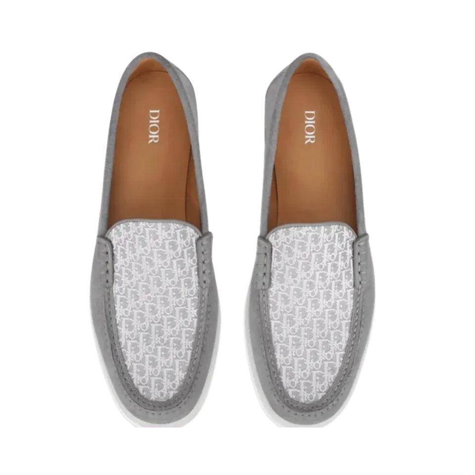 Dior Granville Loafer Dior Gray Suede and Dior Oblique Jacquard