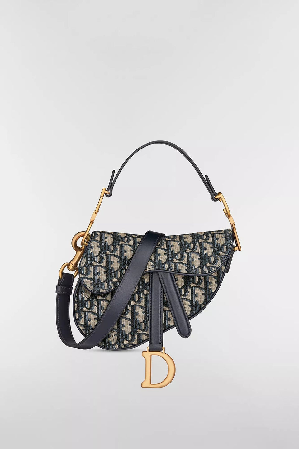 Saddle bag Blue Dior Oblique embroidery