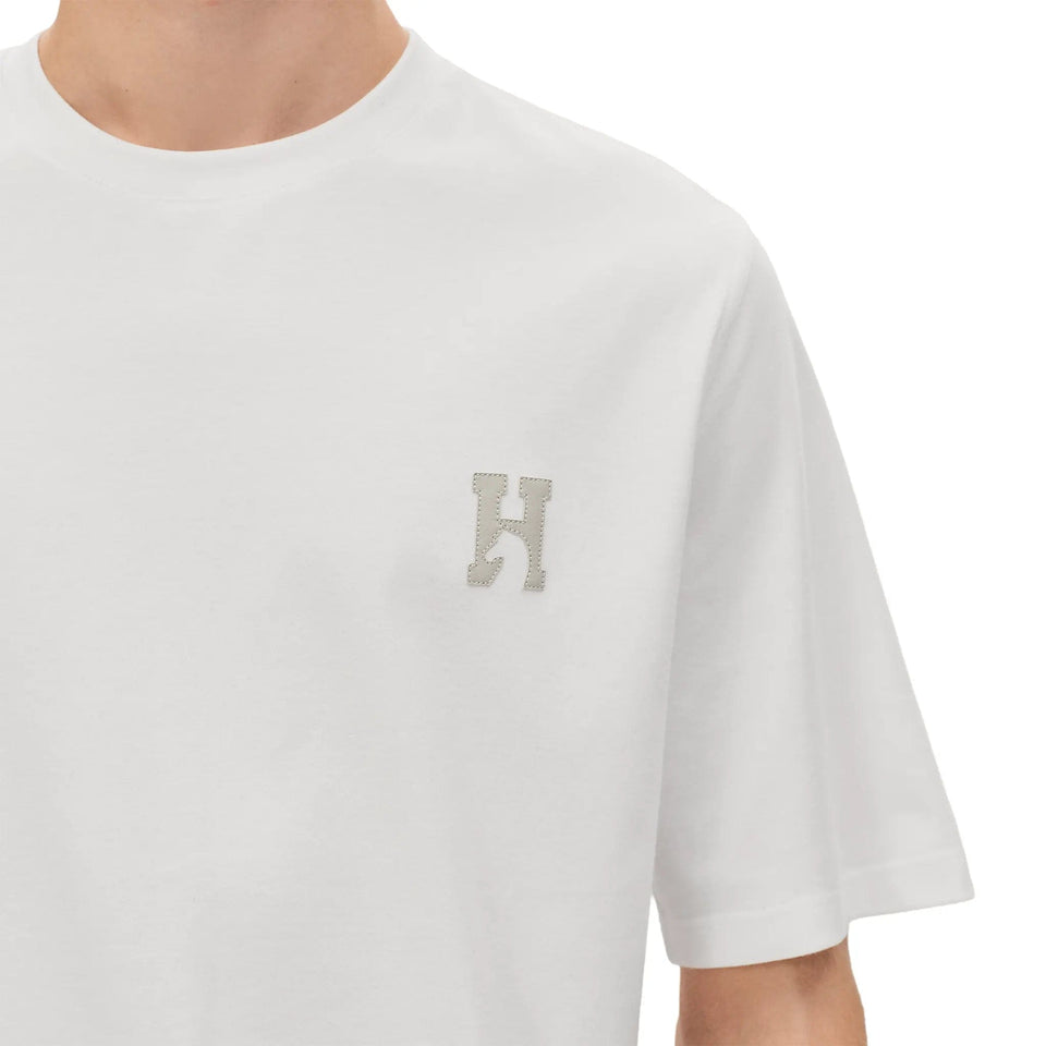 Hermes Paris Leather Patch Blanc T-Shirt
