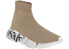 Balenciaga Speed 2.0 Graffiti Knit Dark Beige White Black Womens