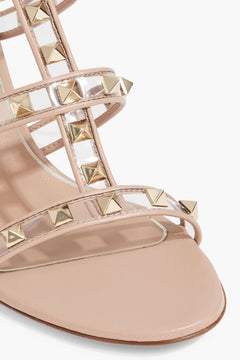 Valentino Garavani Rockstud Leather And Pvc Mules Blush Women's