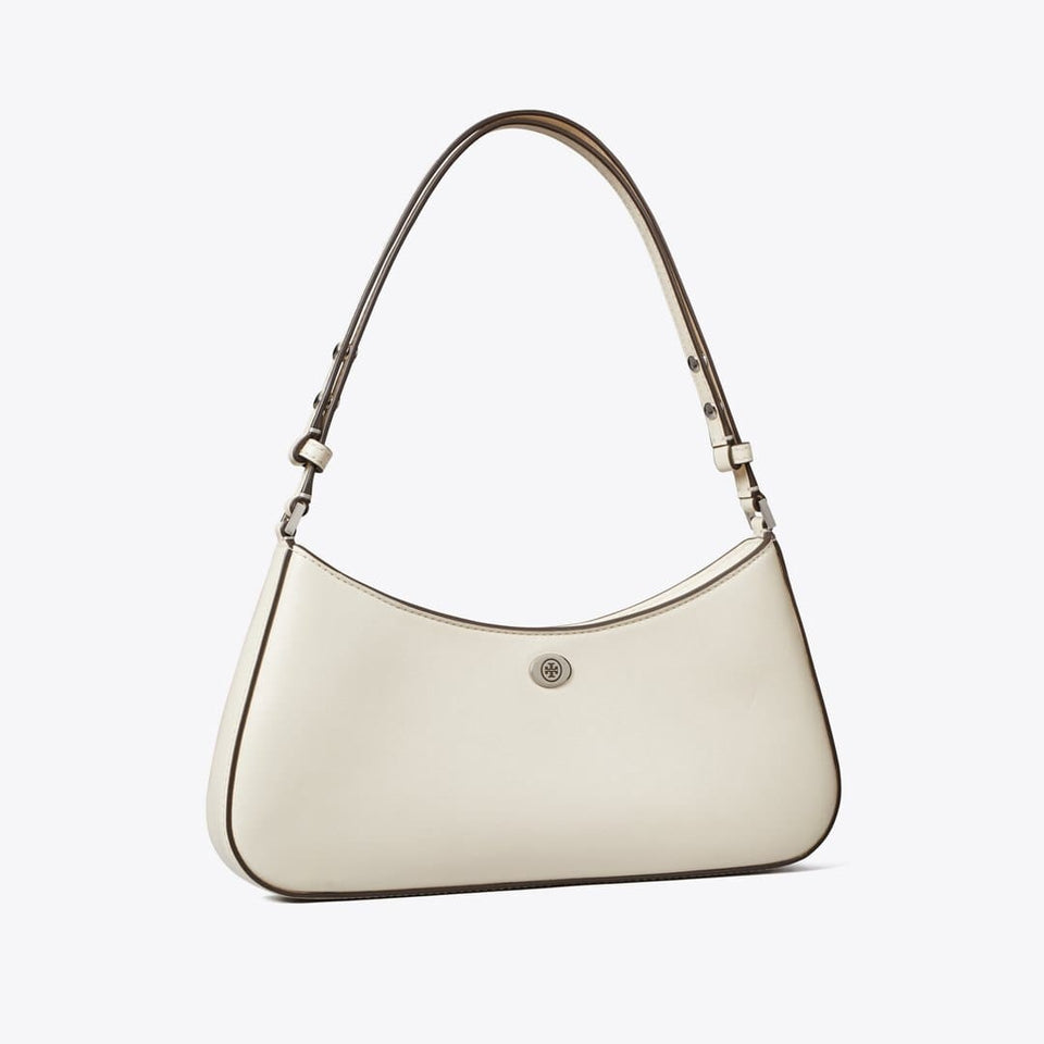 Tory Burch Robinson Zip Top Shoulder Bag Light Cream