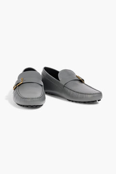 Tod's Gommino Buckled Leather Driving Shoes Gray