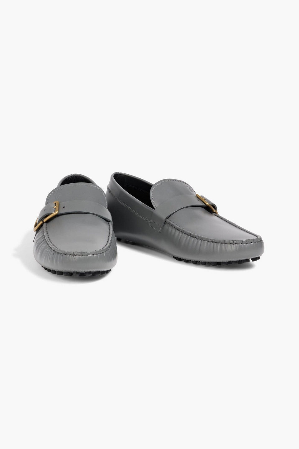 Tod's Gommino Buckled Leather Driving Shoes Gray