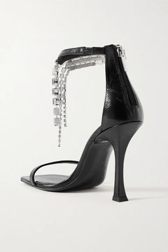 Jimmy Choo Verity 100 Crystal-Embellished Leather Sandals Black Women's