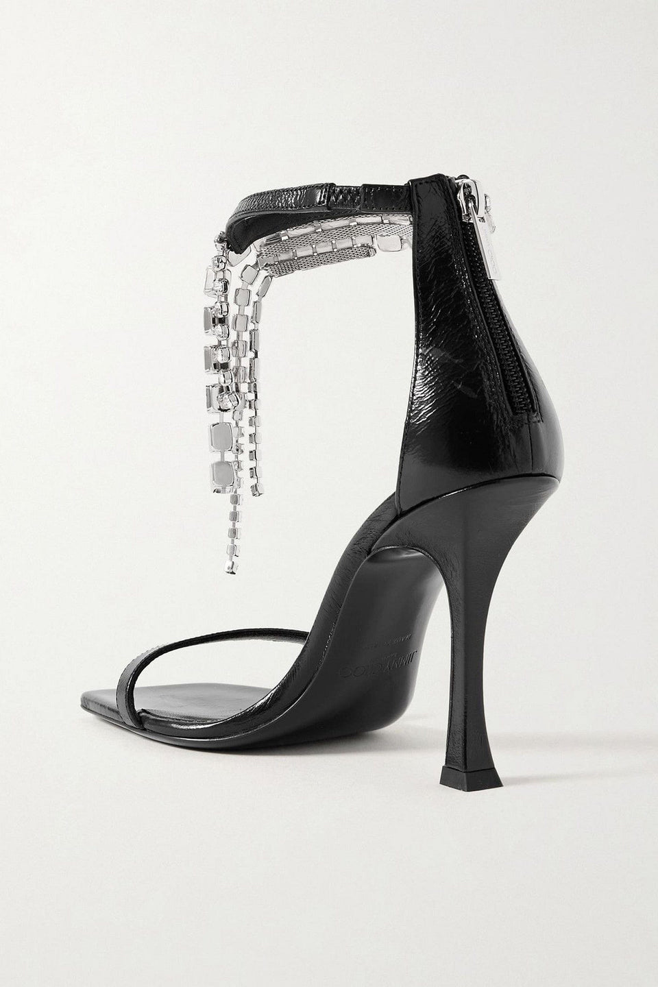 Jimmy Choo Verity 100 Crystal-Embellished Leather Sandals Black Women's