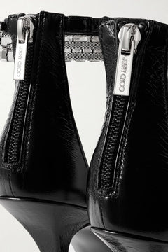 Jimmy Choo Verity 100 Crystal-Embellished Leather Sandals Black Women's
