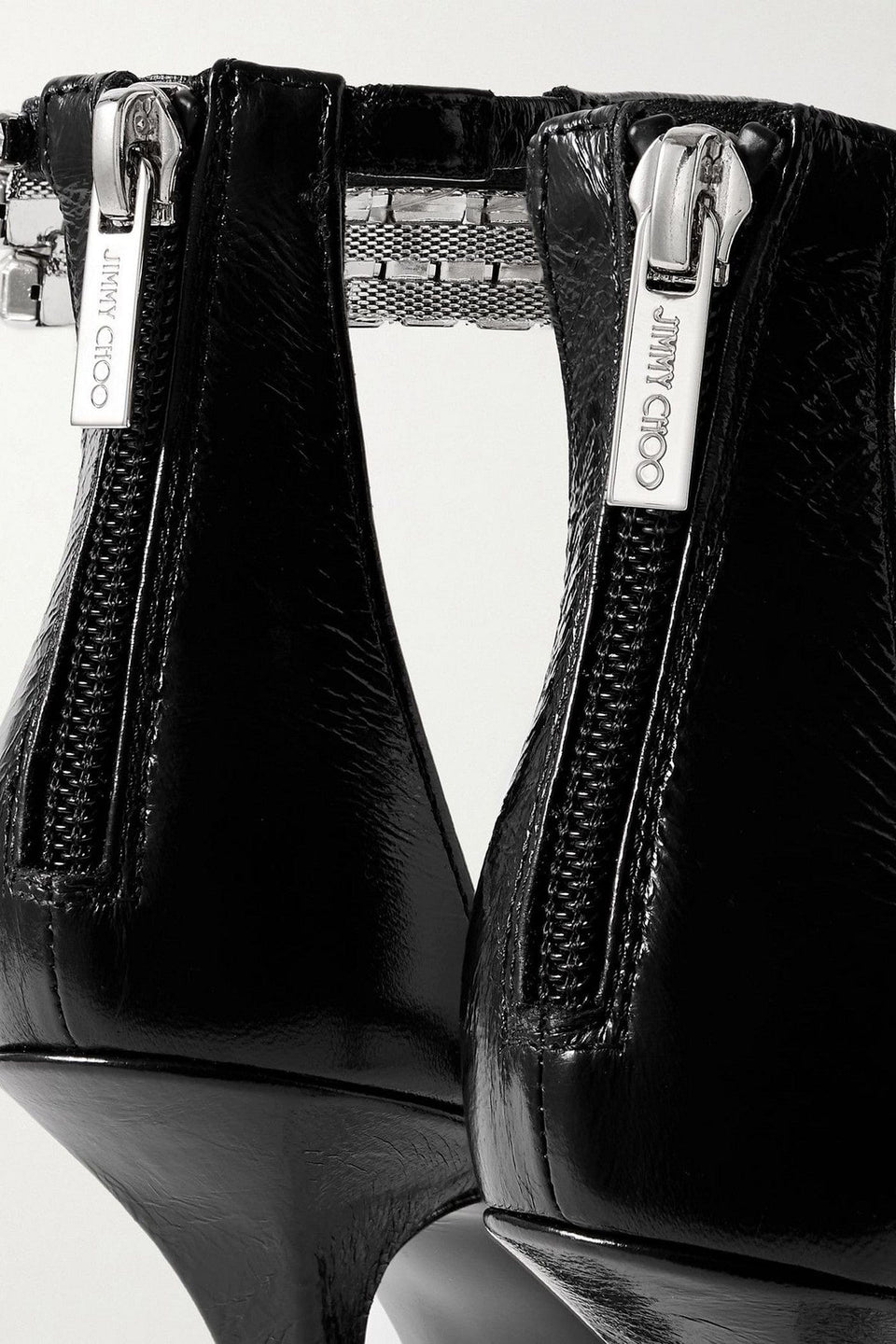 Jimmy Choo Verity 100 Crystal-Embellished Leather Sandals Black Women's