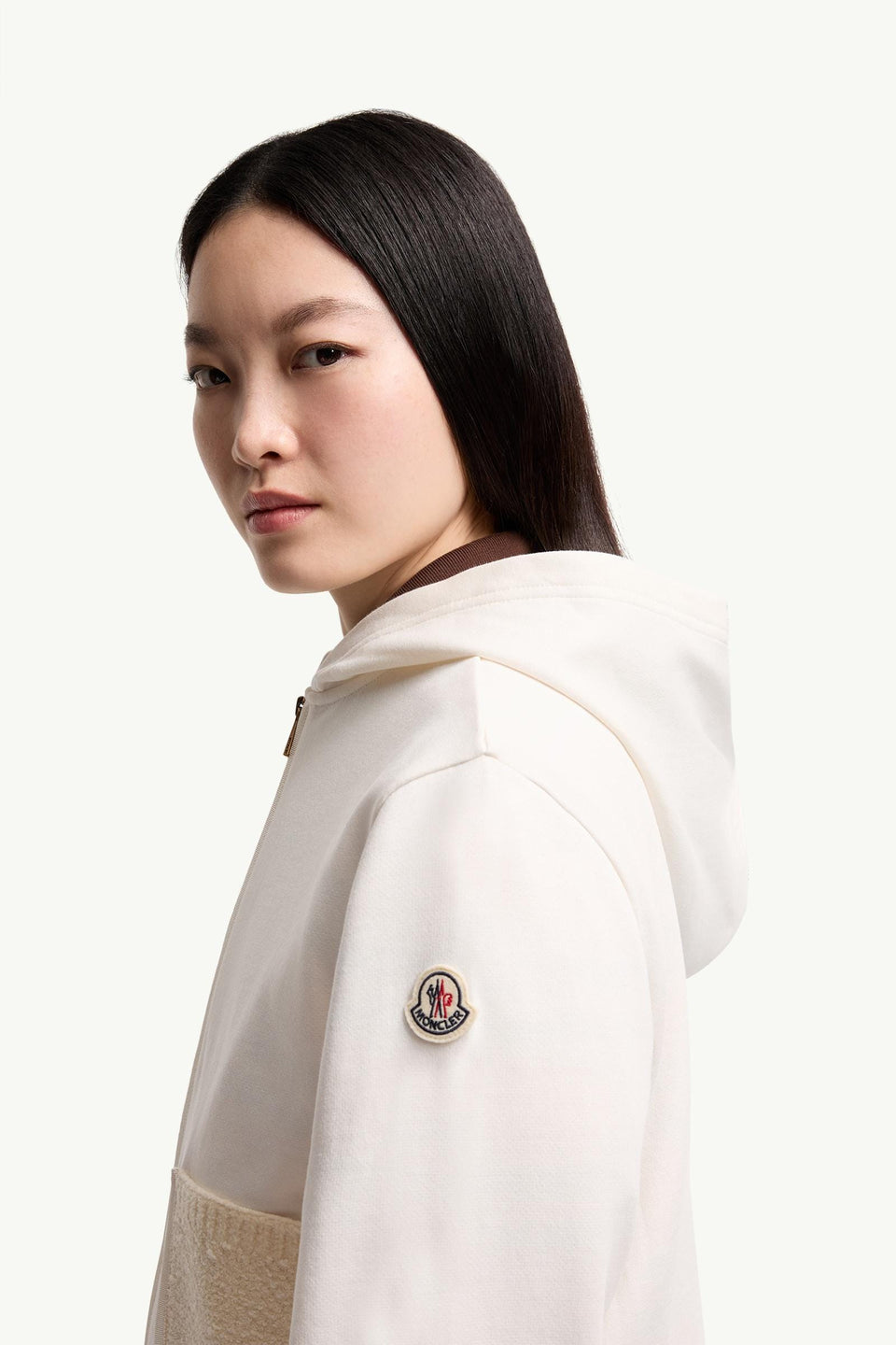 Moncler Cotton Blend Zip-Up Sweatshirt White White
