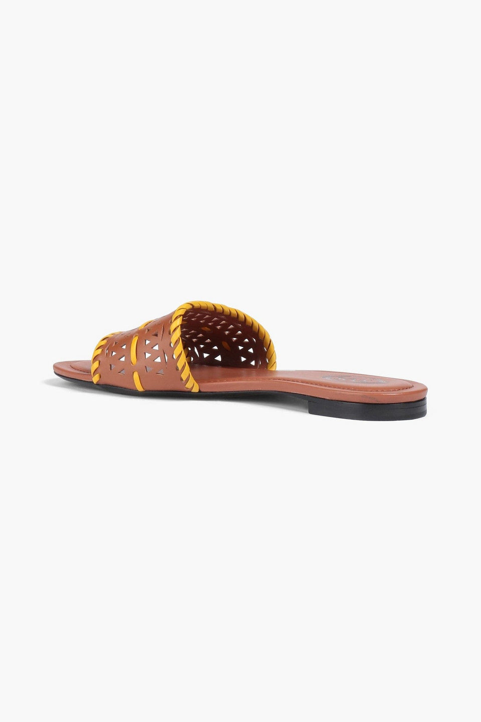 Tod's Laser-Cut Leather Slides Light Brown Women's