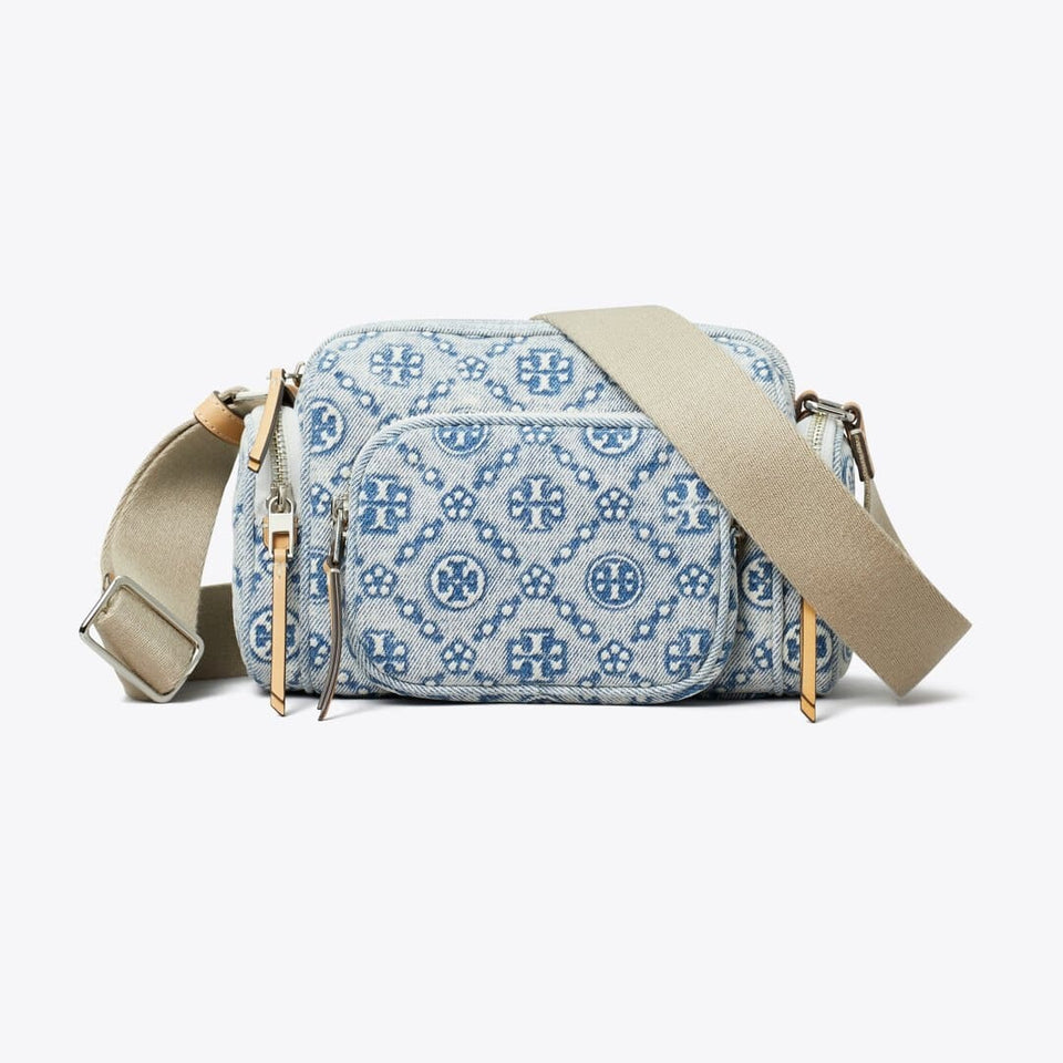 Tory Burch T Monogram Denim Pocket Crossbody Powder Blue