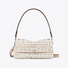 Tory Burch Small Charlie Embellished Shoulder Bag New Ivory