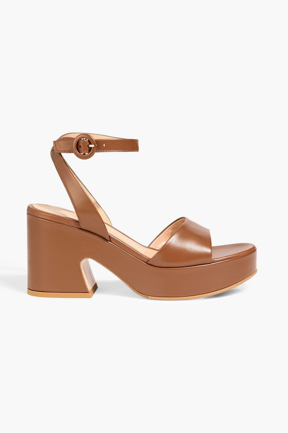 Gianvito Rossi Alma Leather Platform Sandals Light Brown Women's