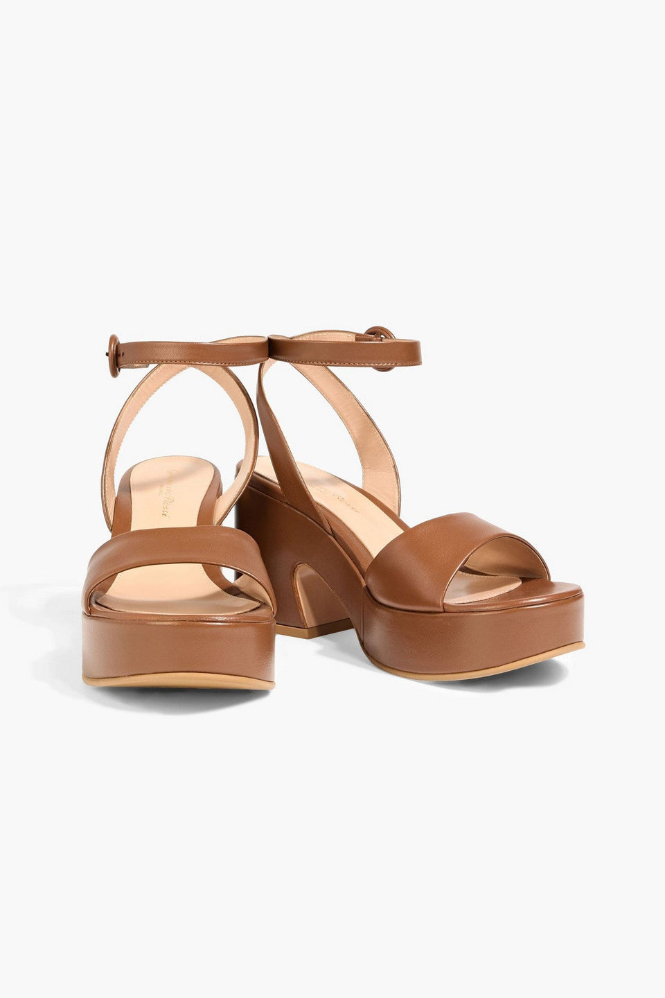 Gianvito Rossi Alma Leather Platform Sandals Light Brown Women's