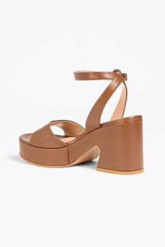 Gianvito Rossi Alma Leather Platform Sandals Light Brown Women's
