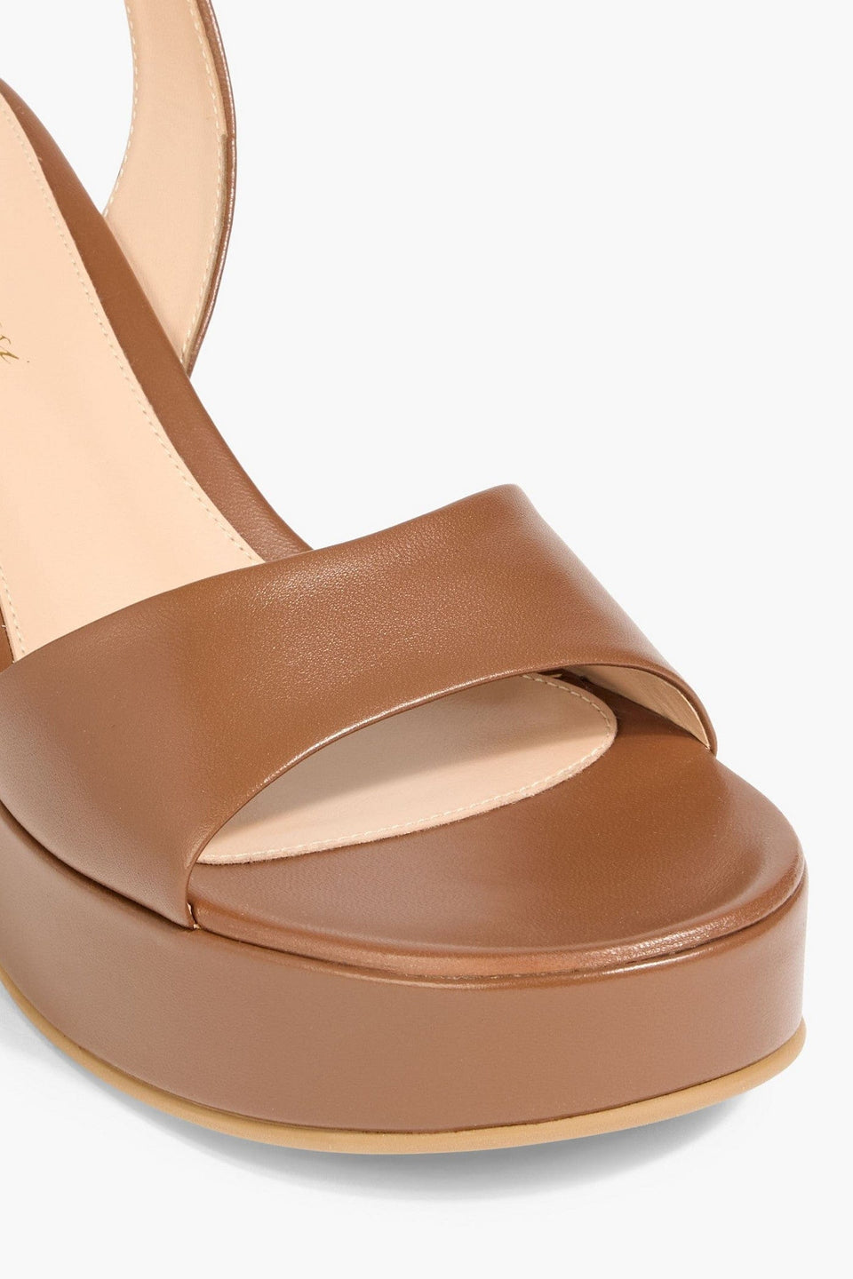 Gianvito Rossi Alma Leather Platform Sandals Light Brown Women's