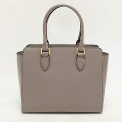 Prada Grey Saffiano Leather Top Zip Satchel