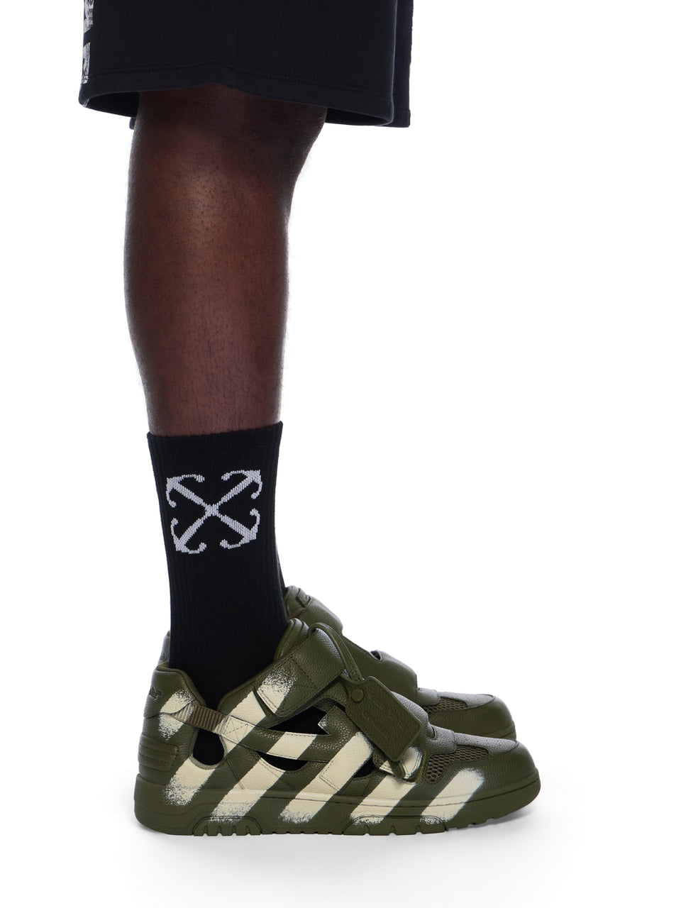 Off-White Out Of Office Striped Sandals Green