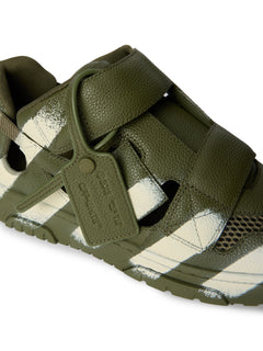 Off-White Out Of Office Striped Sandals Green