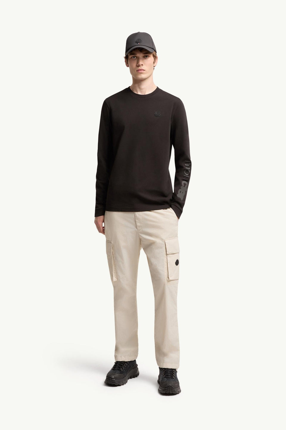 Moncler Cotton Jersey Long Sleeve T-Shirt Black Black