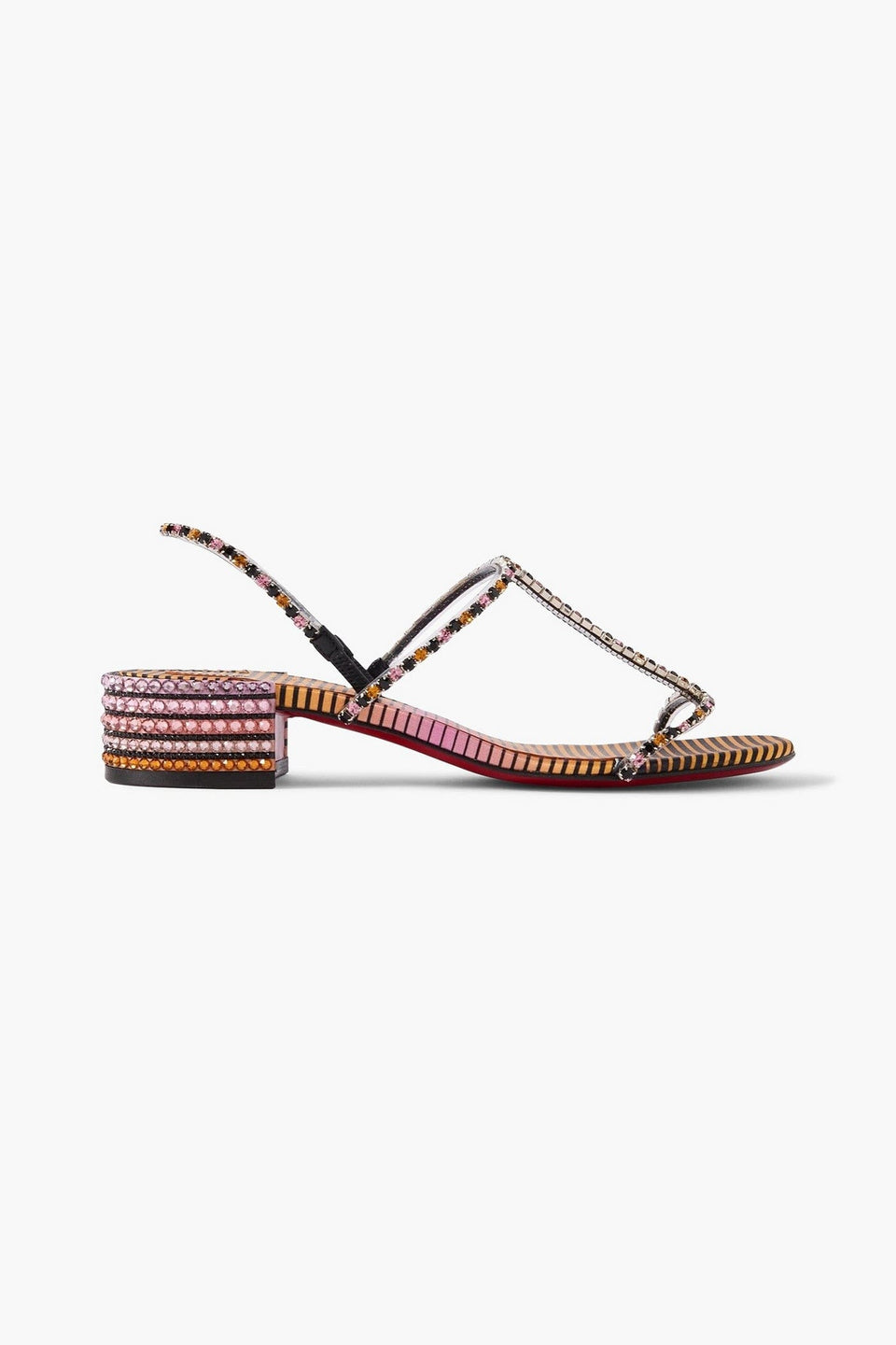 Christian Louboutin Queenie Crystal-Embellished Pvc And Leather Slingback Sandals Multicolor Women's