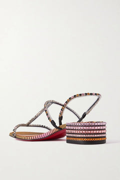 Christian Louboutin Queenie Crystal-Embellished Pvc And Leather Slingback Sandals Multicolor Women's